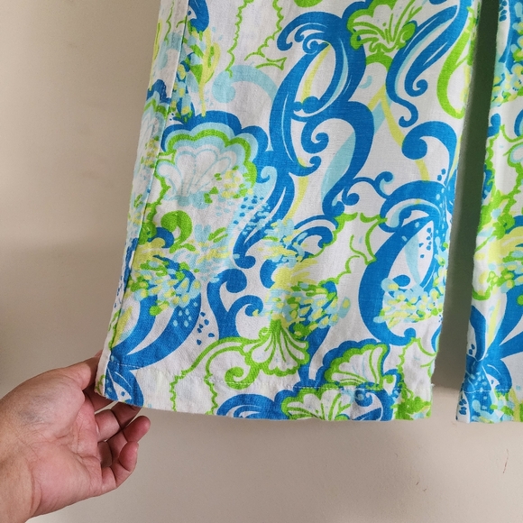 Lilly Pulitzer The Beach Pant Linen Crystal Coast Blue Green Linen Size XS - Picture 6 of 11